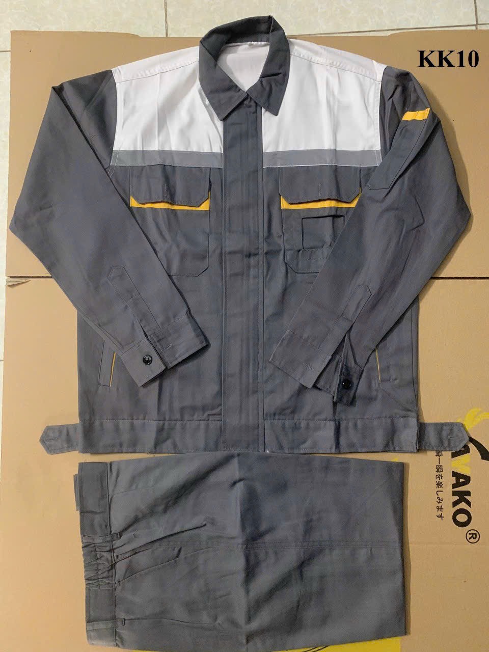 Quần áo bảo hộ pha màu ghi vải Pangzim Hàn Quốc 